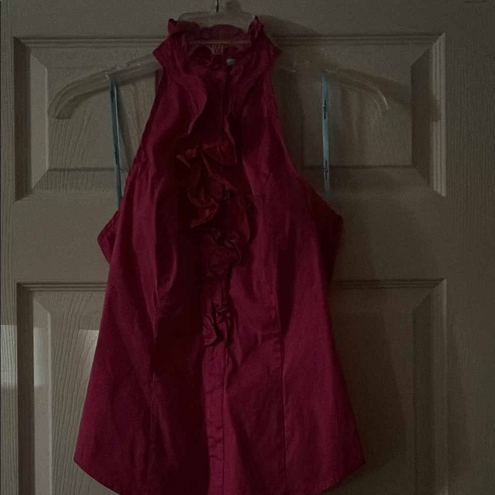Ruffled Sleeveless Pink Blouse